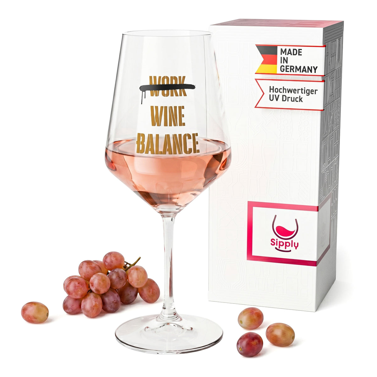 Verre à vin Sipply avec inscription « Work Wine Balance », 0,5 l