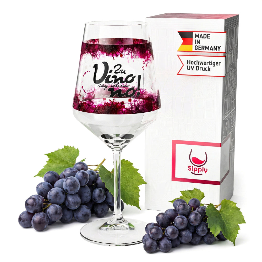 Verre à vin Sipply avec inscription « Zu Vino sag ich nie no ! » (Je ne dis jamais non au vin !) 0,5 l avec effet transparent
