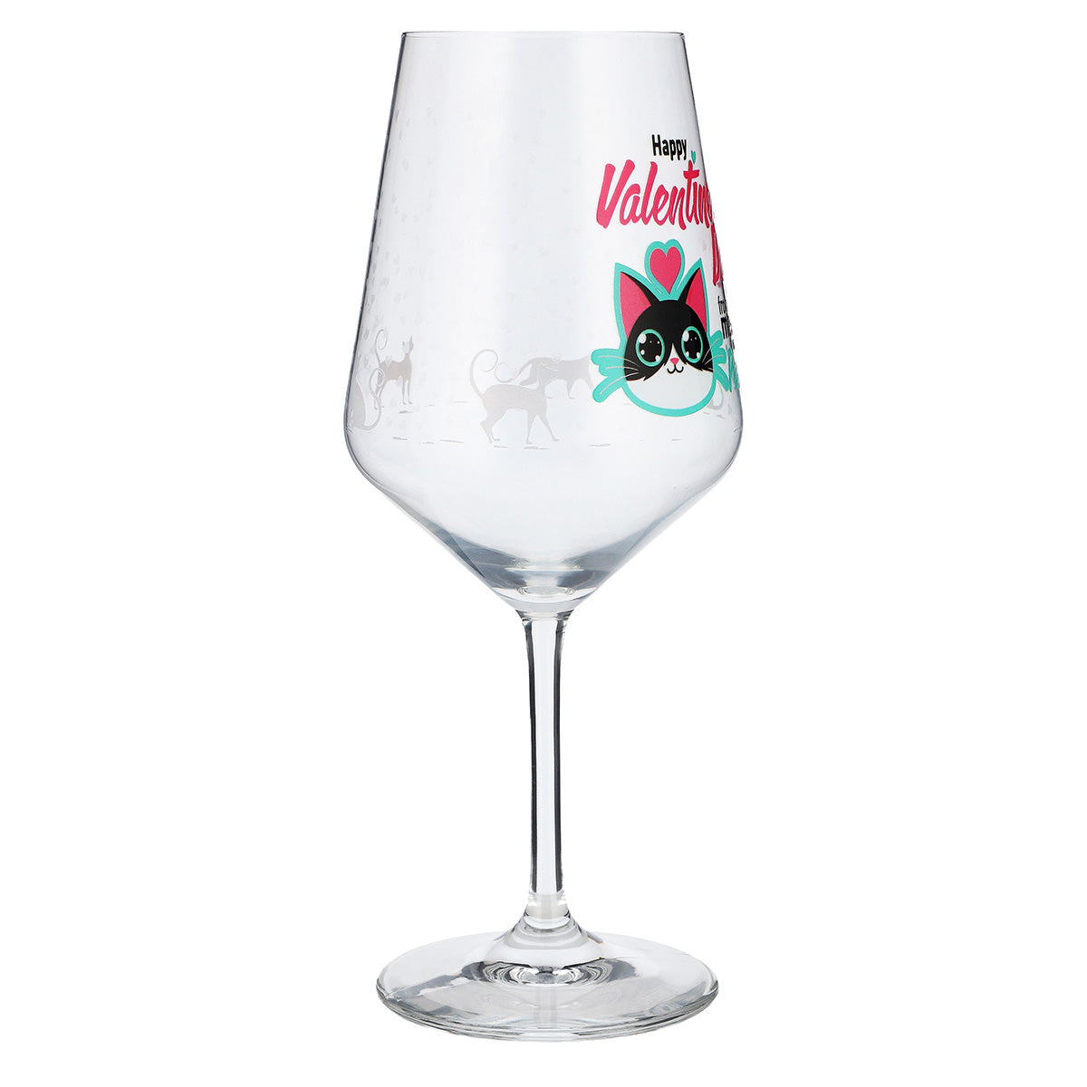 Verre à vin Sipply pour la Saint-Valentin avec chat + inscription « Happy Valentines Day » Cadeau 0,5 l – Vue 7
