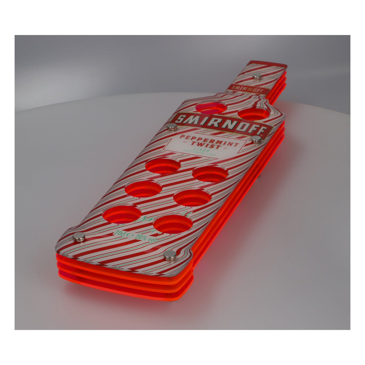 Plateau de service Smirnoff Peppermint Twist Shot Board 8 shots, décoration de bar