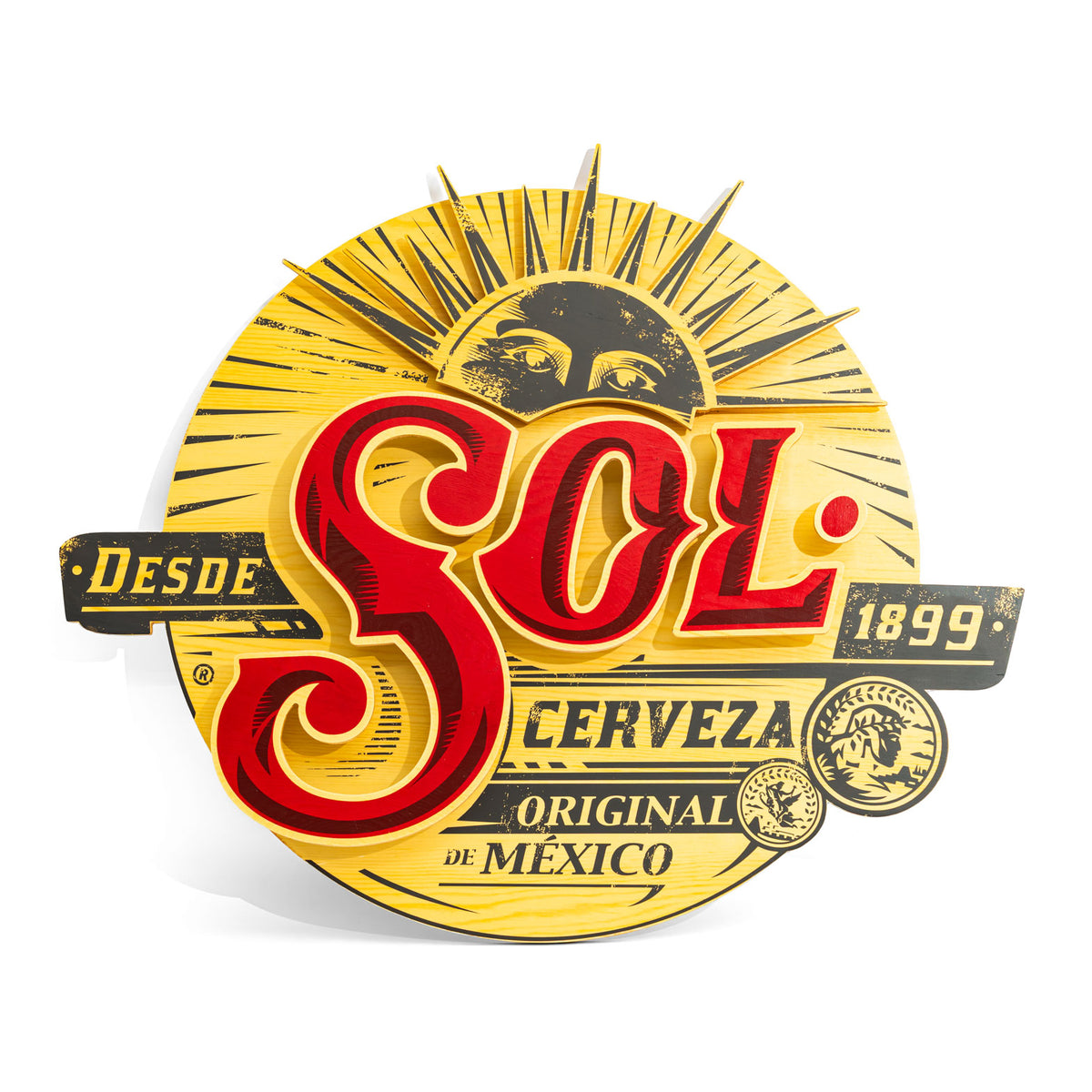 Sol Bier Enseigne lumineuse LED en bois véritable « Cerveza 1899 » – Vue 2
