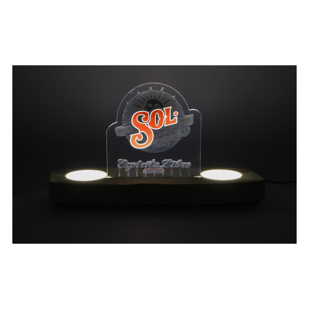 Sol Bier LED Glorifier Enseigne lumineuse Enseigne publicitaire en bois, bloc d'alimentation inclus