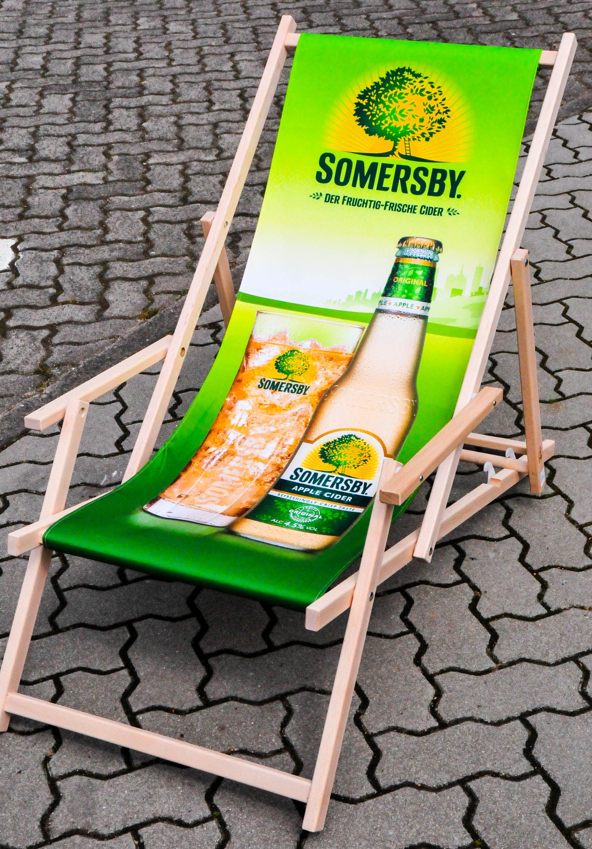 Chaise longue Somersby Cider Chaise de plage Chaise longue pliante en bois de hêtre