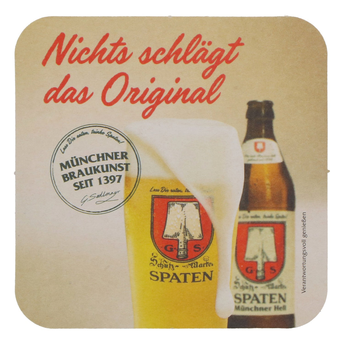 Spaten Bière Sous-verre « Rien ne vaut l'original » neuf en papier – Vue 3