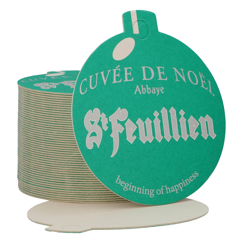 Bière St. Feuillen - Sous-verre neuf en papier vert - Sous-verre pour verre