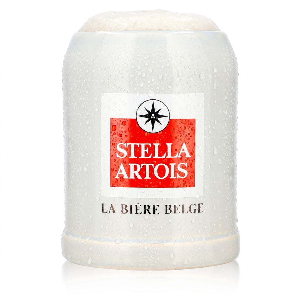 Verre à bière Stella Artois 0,5 l, chope en terre cuite avec grand logo en terre cuite