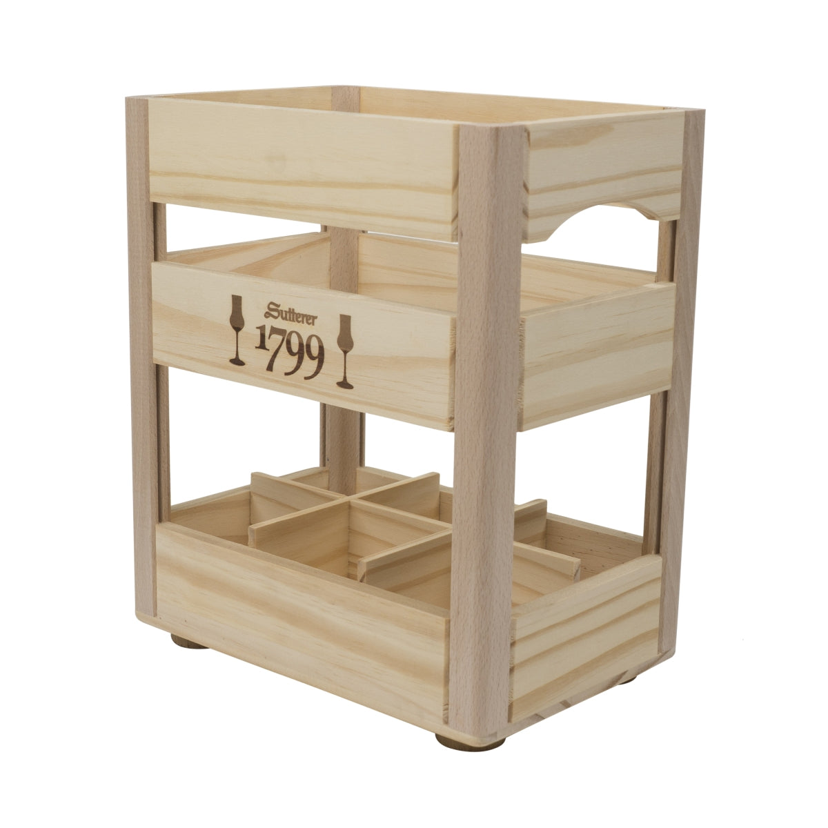 Sutterer 1799 Grappa Caisse en bois Plateau Porte-bouteilles Caisse décorative Boîte Conteneur