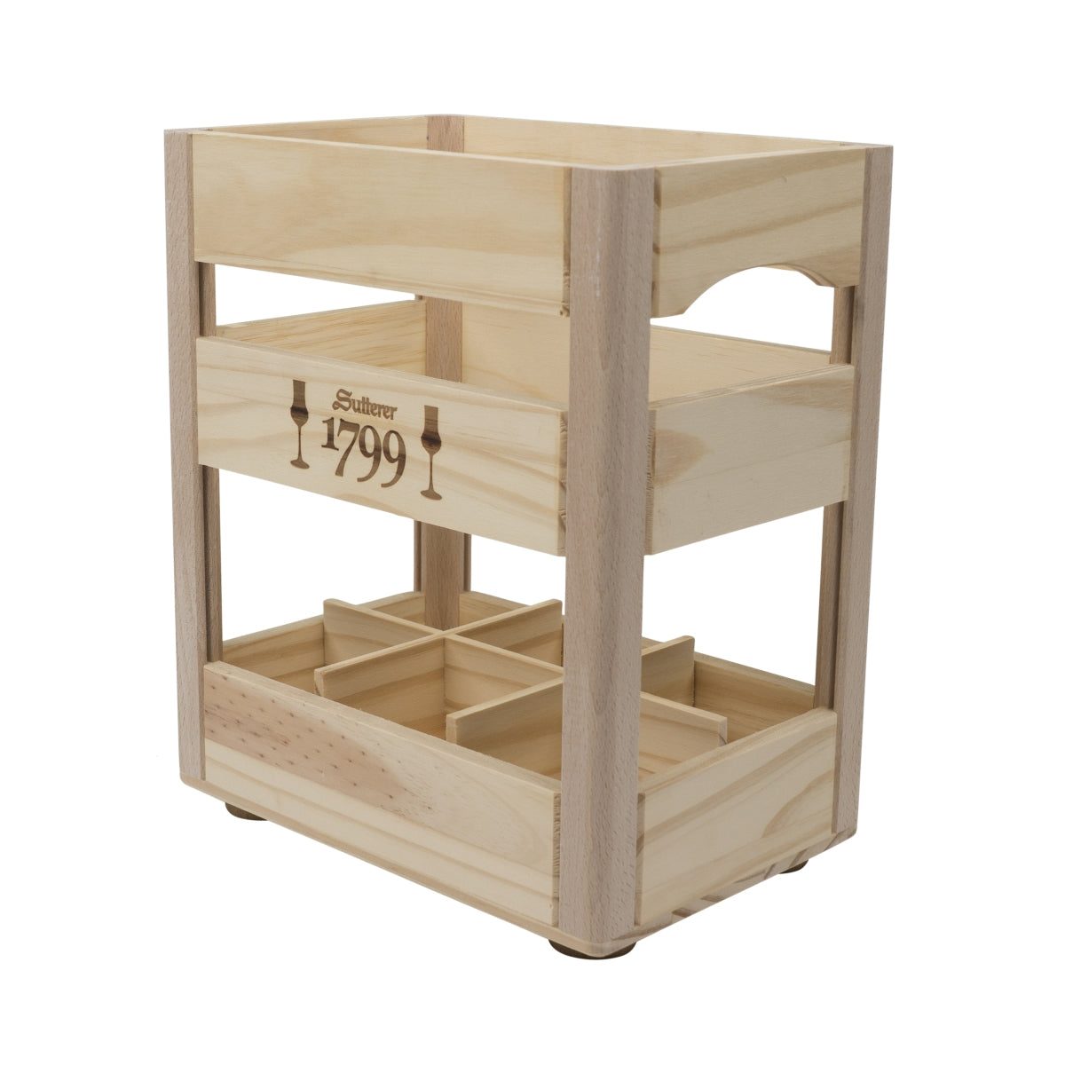 Sutterer 1799 Grappa Caisse en bois Plateau Porte-bouteilles Caisse décorative Boîte Conteneur – Vue 2