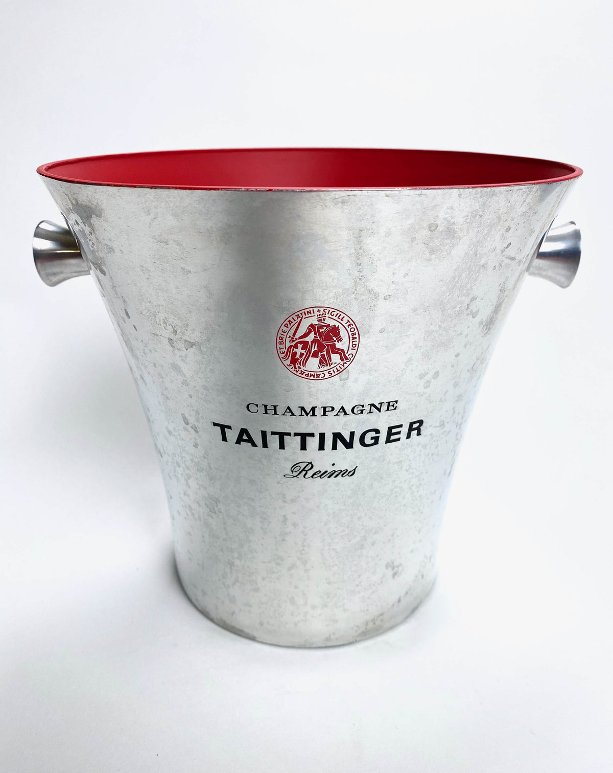 Taittinger Champagne Refroidisseur de bouteille Bac à glaçons Seau métallique rouge