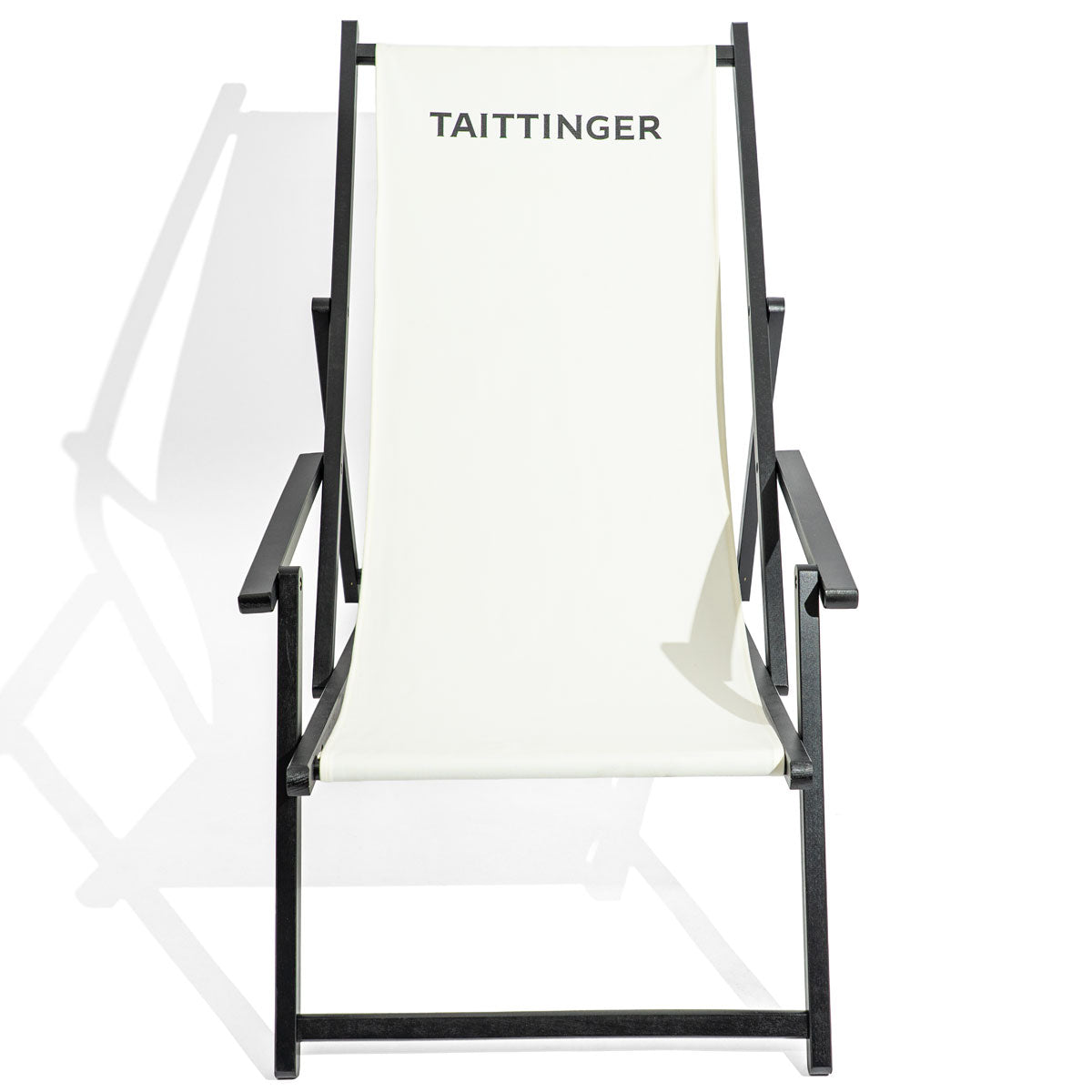 Chaise longue de plage Taittinger Champagne Chaise longue en bois de hêtre blanc – Vue 2