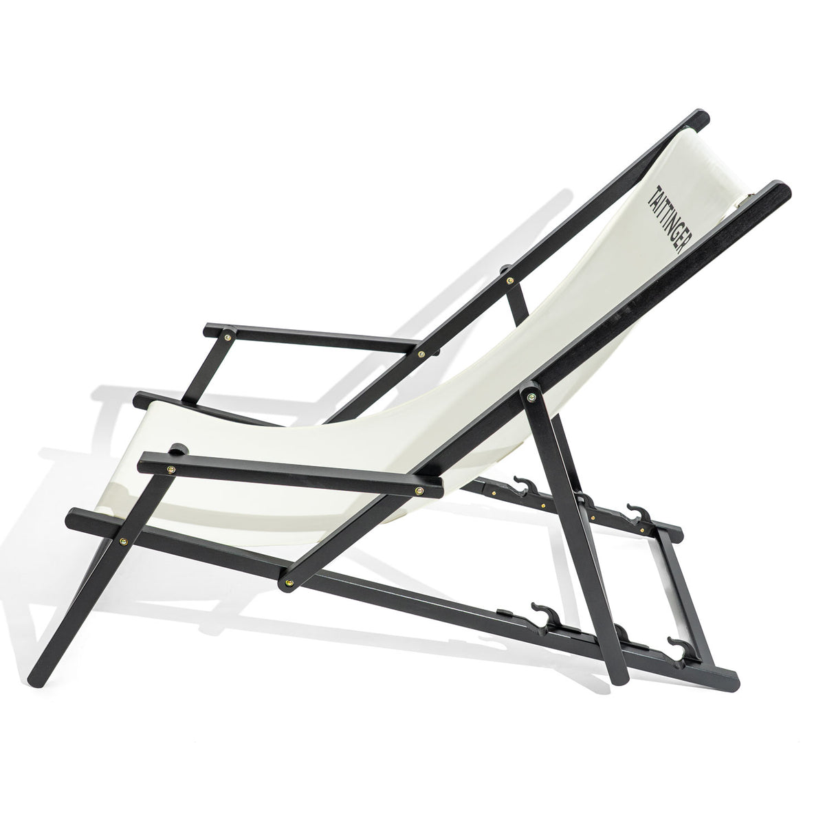 Chaise longue de plage Taittinger Champagne Chaise longue en bois de hêtre blanc – Vue 3