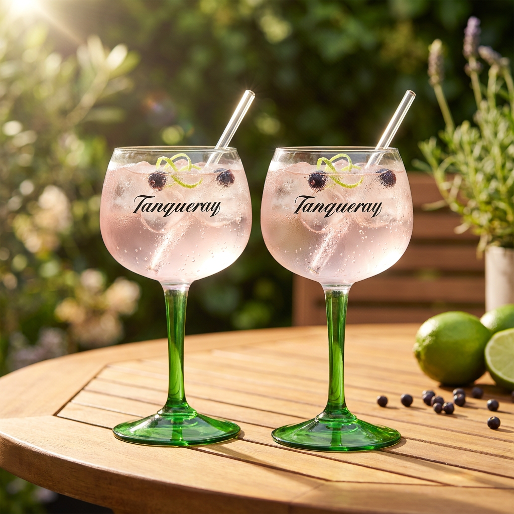 Verres ballon Tanqueray 0,59 l – Lot de 6 verres à pied Copa Gin Tonic XXL verts – Vue 2