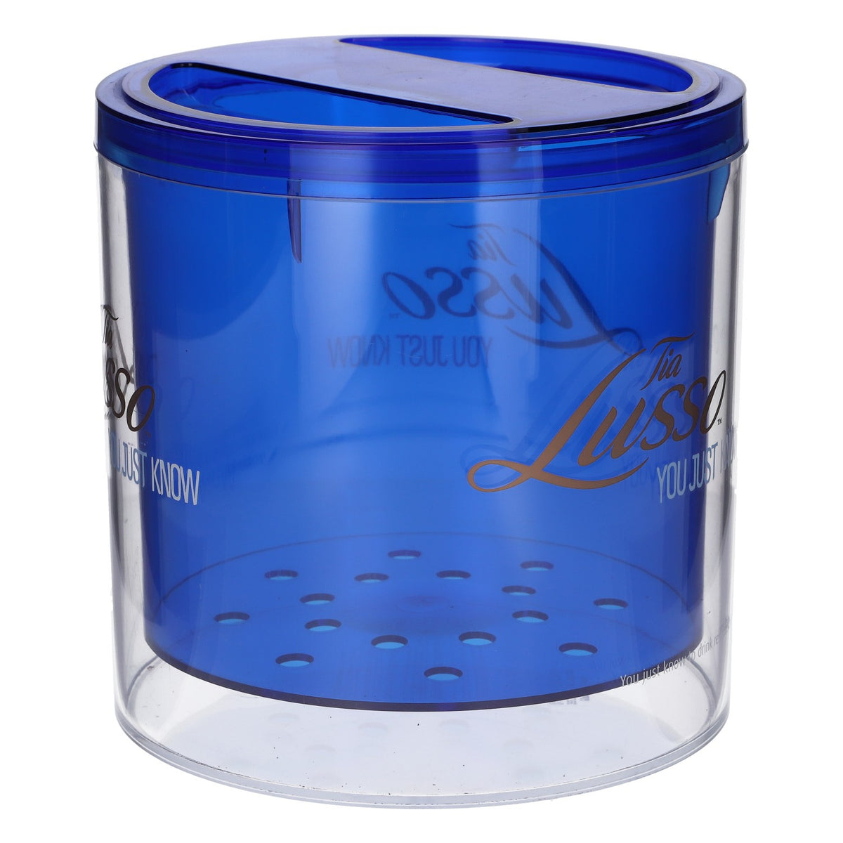 Tia Lusso Liqueur Refroidisseur de bouteille « you just know » neuf en plastique bleu, seau à glace – Vue 2
