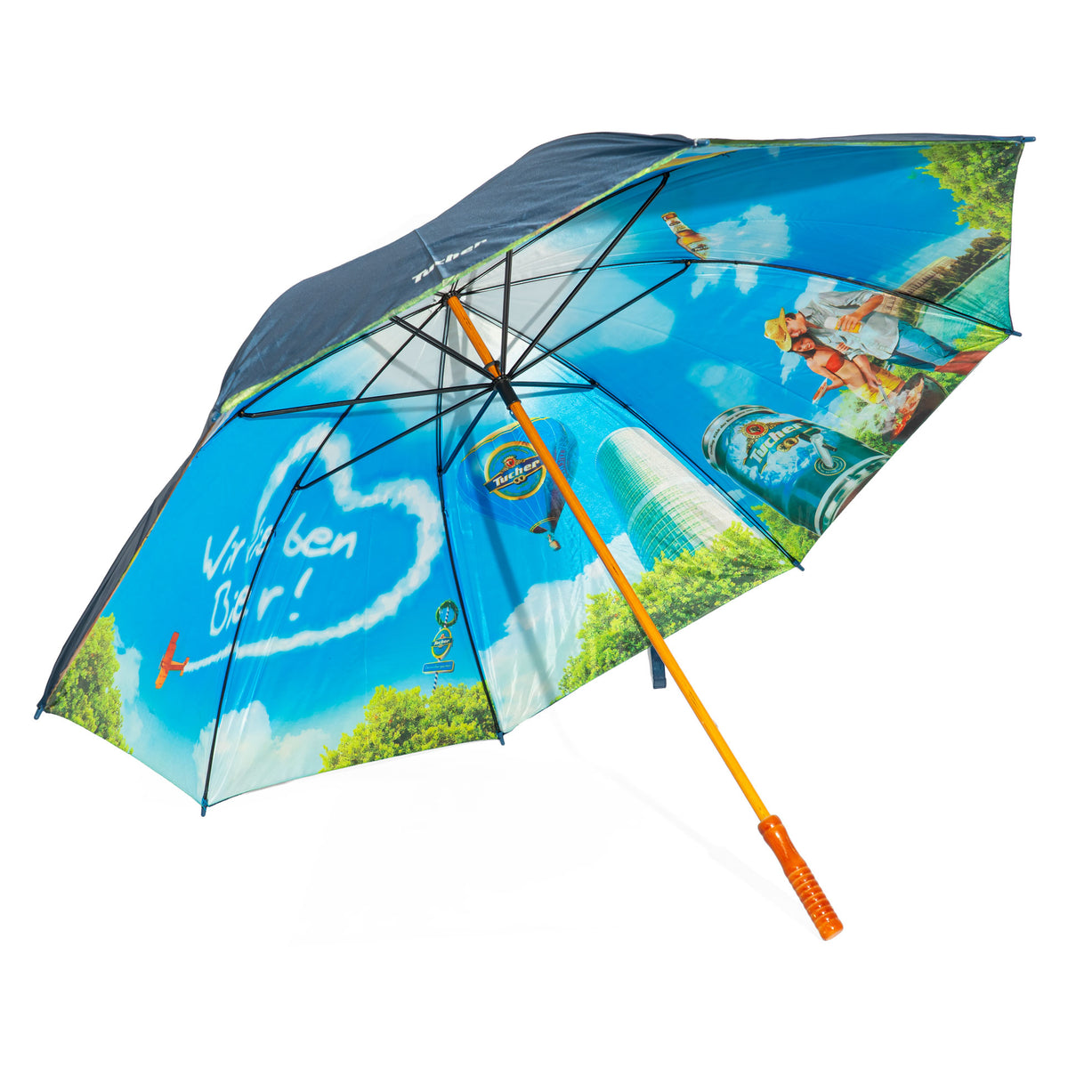 Verre à bière Tucher, manche en bois, extérieur bleu, intérieur multicolore, envergure 132 cm, polyester – Vue 3