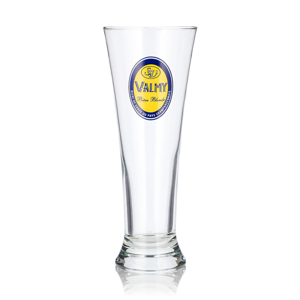 Verre à bière Valmy 0,25 l, forme coupe, logo jaune, verre à long drink, Durabor