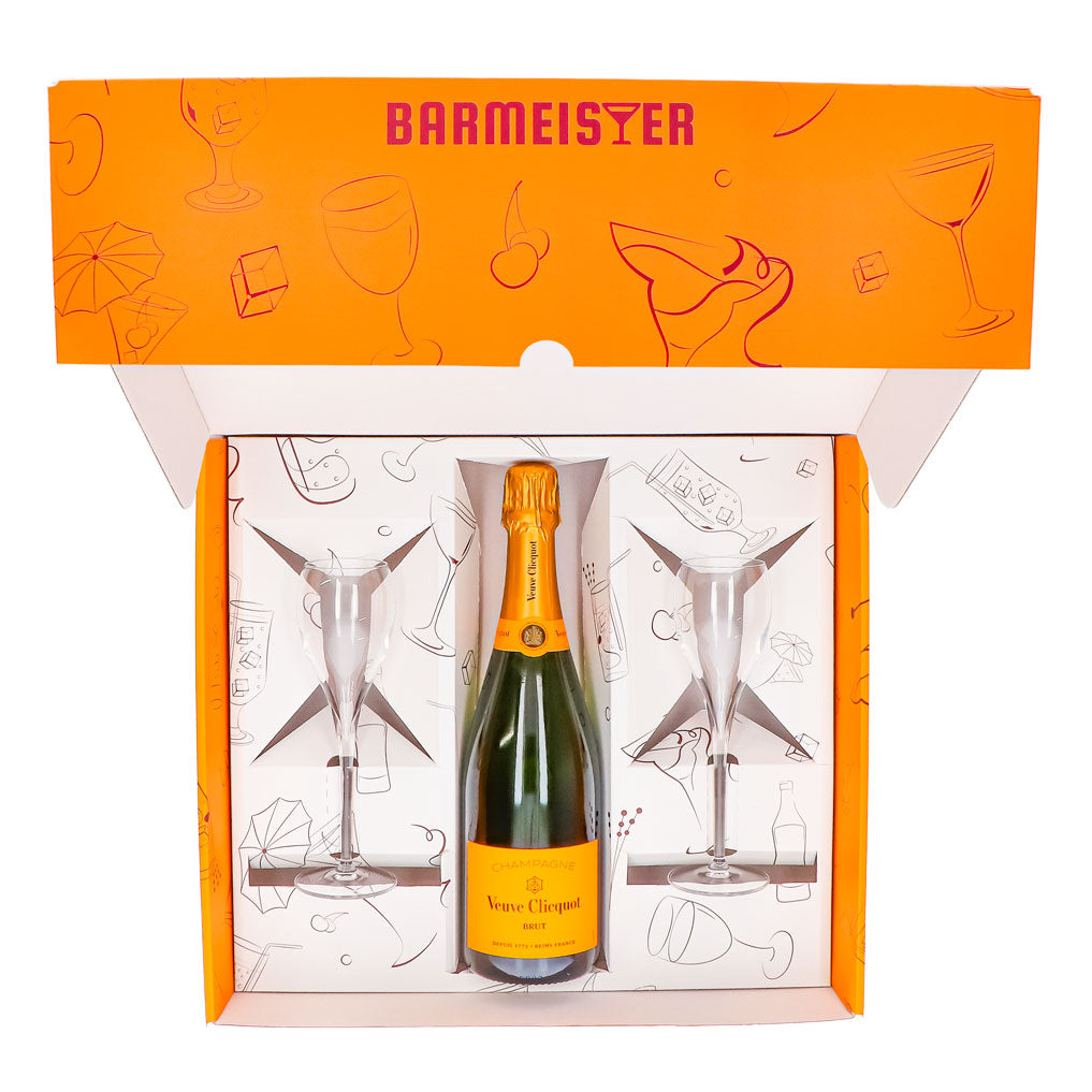 Coffret cadeau champagne Veuve Clicquot 0,75 l 12,5 % + flûte 0,1 l transparente I Orange – Vue 3