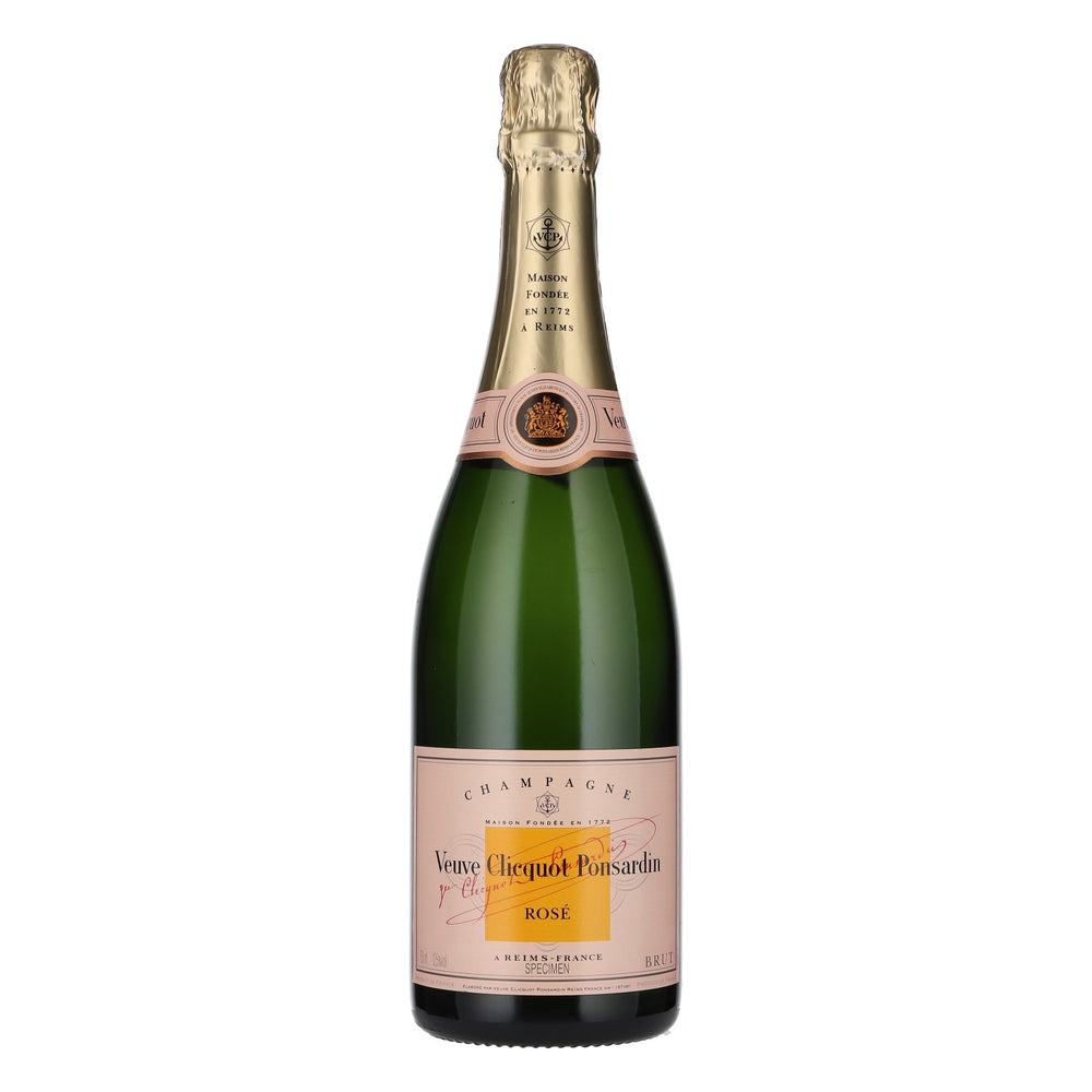 Bouteille de champagne Veuve Clicquot de présentation, 0,75 l, vide, rosé, neuve, en verre orange