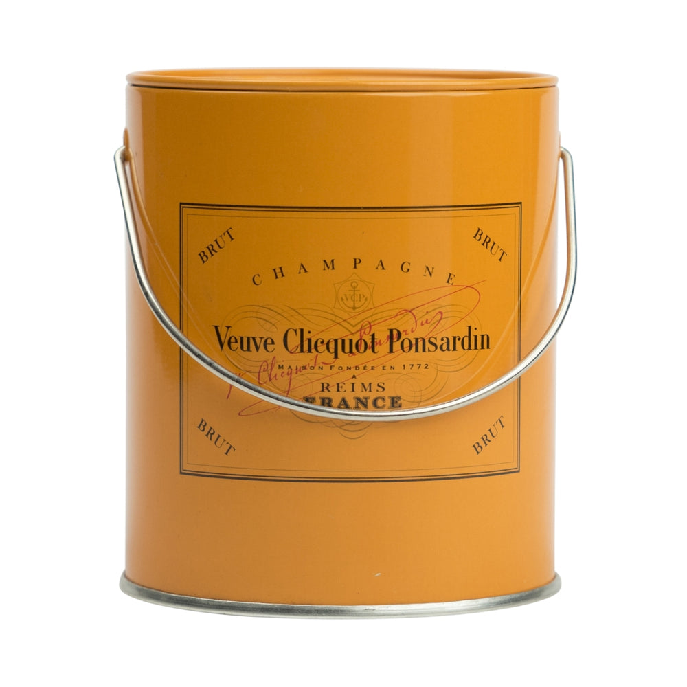 Mini boîte à peinture décorative Veuve Cliquot Champagne, ronde, orange, avec logo France, couleur seau