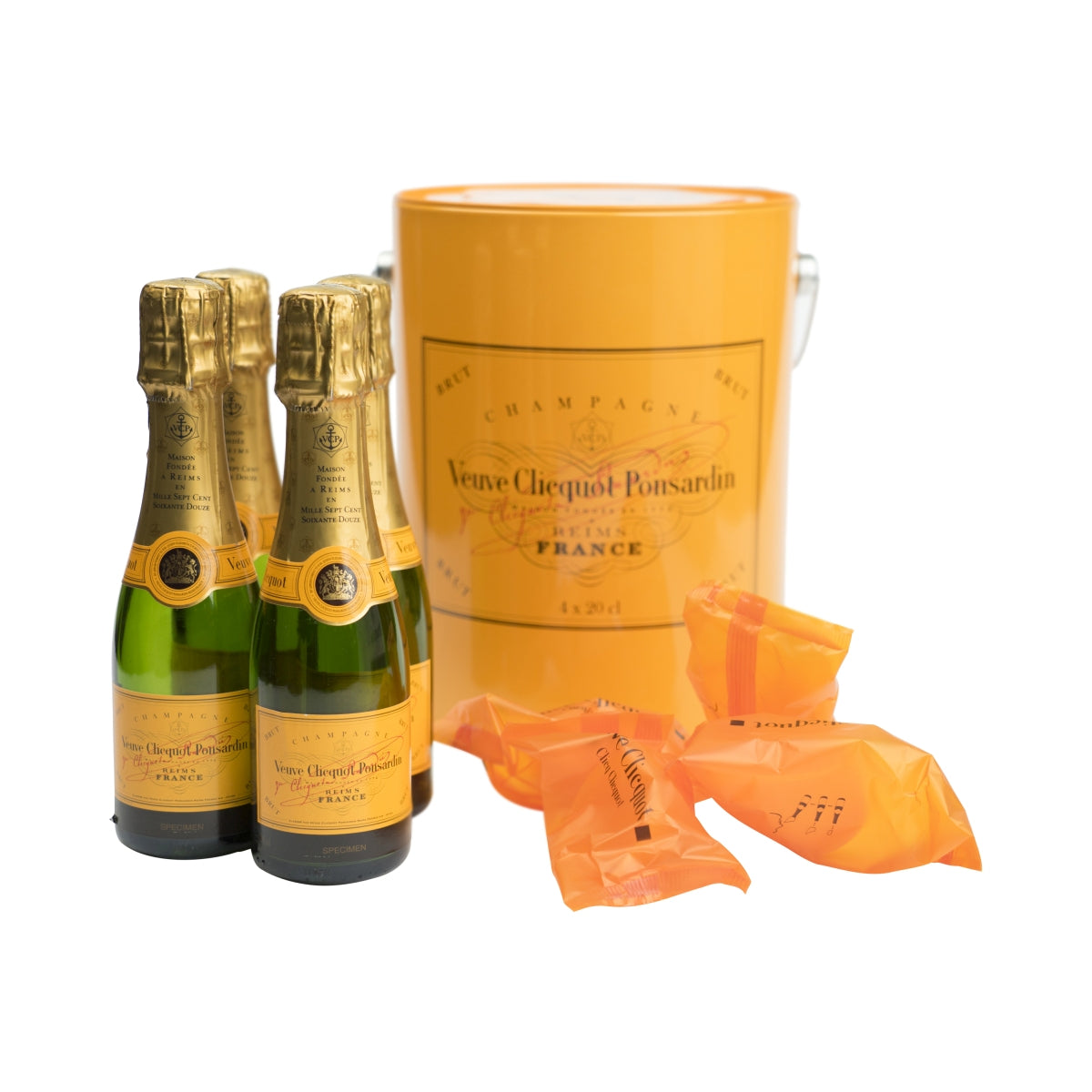 Coffret de 4 bouteilles de champagne Veuve Cliquot Paint Box 4x20cl VIDES + bec verseur décoratif pour bar