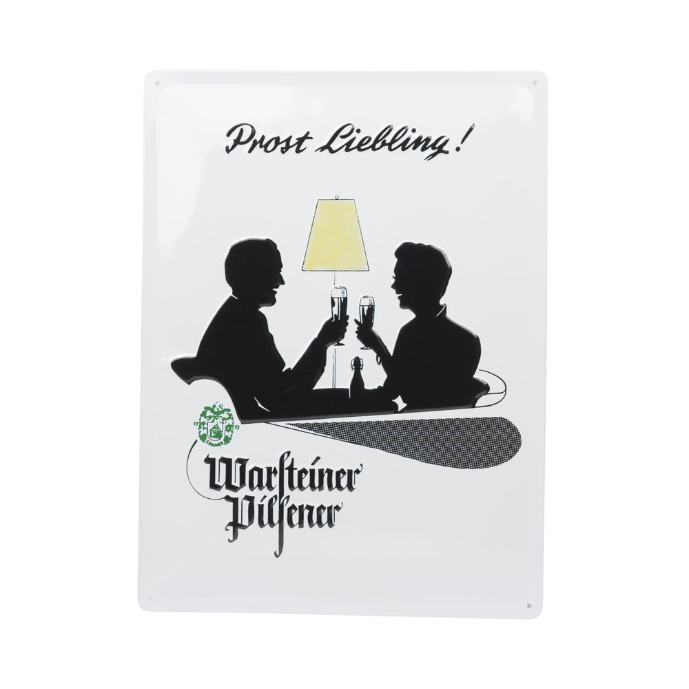 Plaque métallique Warsteiner Bier 40 x 30 « Prost Liebling » (À ta santé, mon chéri) Panneau mural en métal rétro