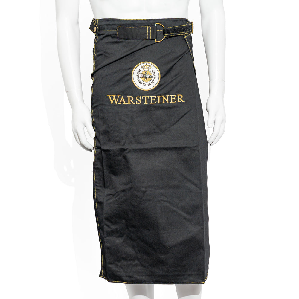Tablier de serveur Warsteiner avec système de ceinture, fermeture à boutons, passants de ceinture, modèle long, noir
