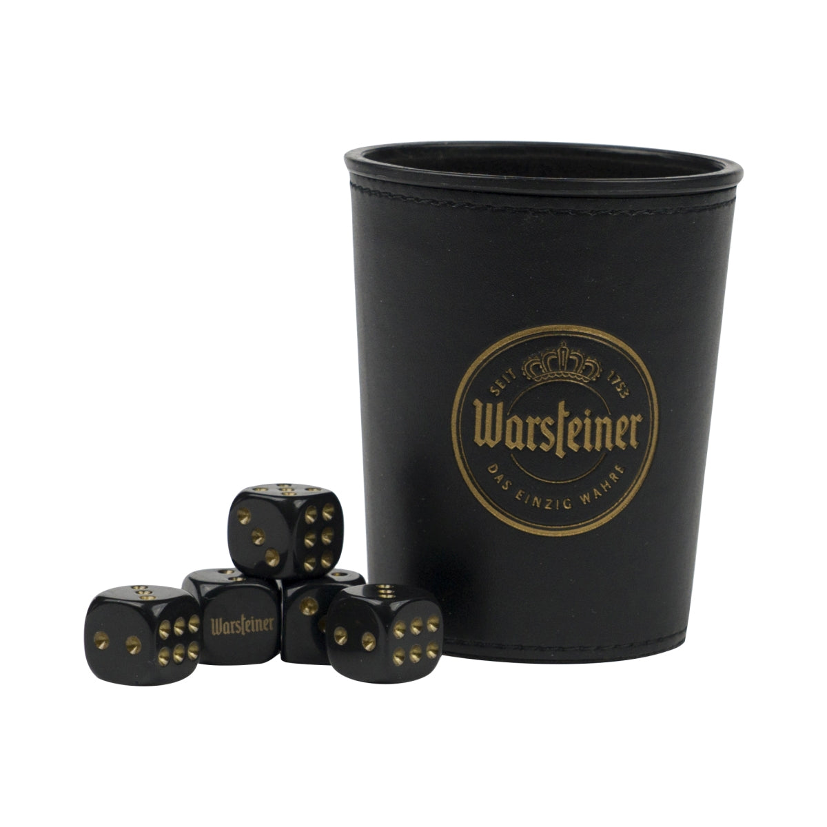 Warsteiner Bière Gobelet cube Mäxle Jeu de dés Knoble Reisen avec 5 dés noirs