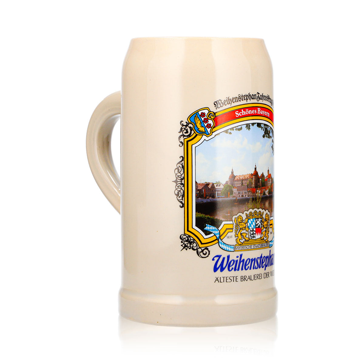 Verre à bière Weihenstephan, chope en terre cuite, chope de mesure, chope de l'année 1991, chope à bière en terre cuite, Seidel – Vue 3
