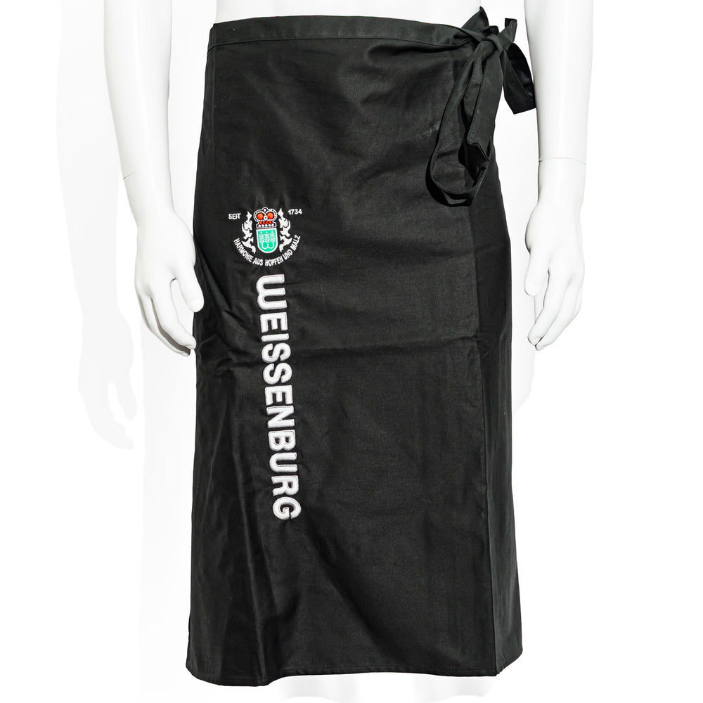 Tablier de serveur Weissenburg Bier, inscription verticale, modèle standard, noir