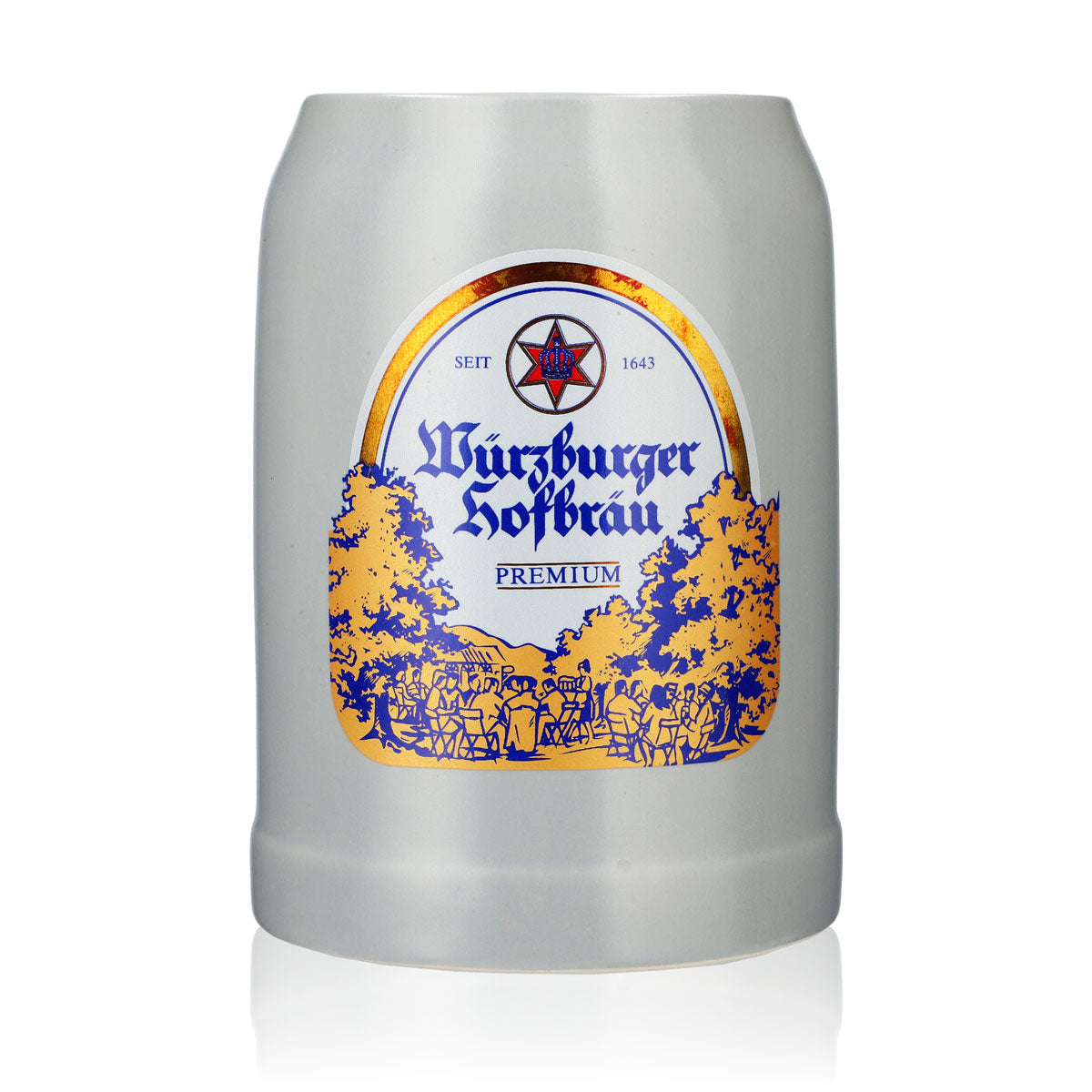 Verre à bière Würzburger Hofbräu Chope Seidel en grès 0,7 l Chope