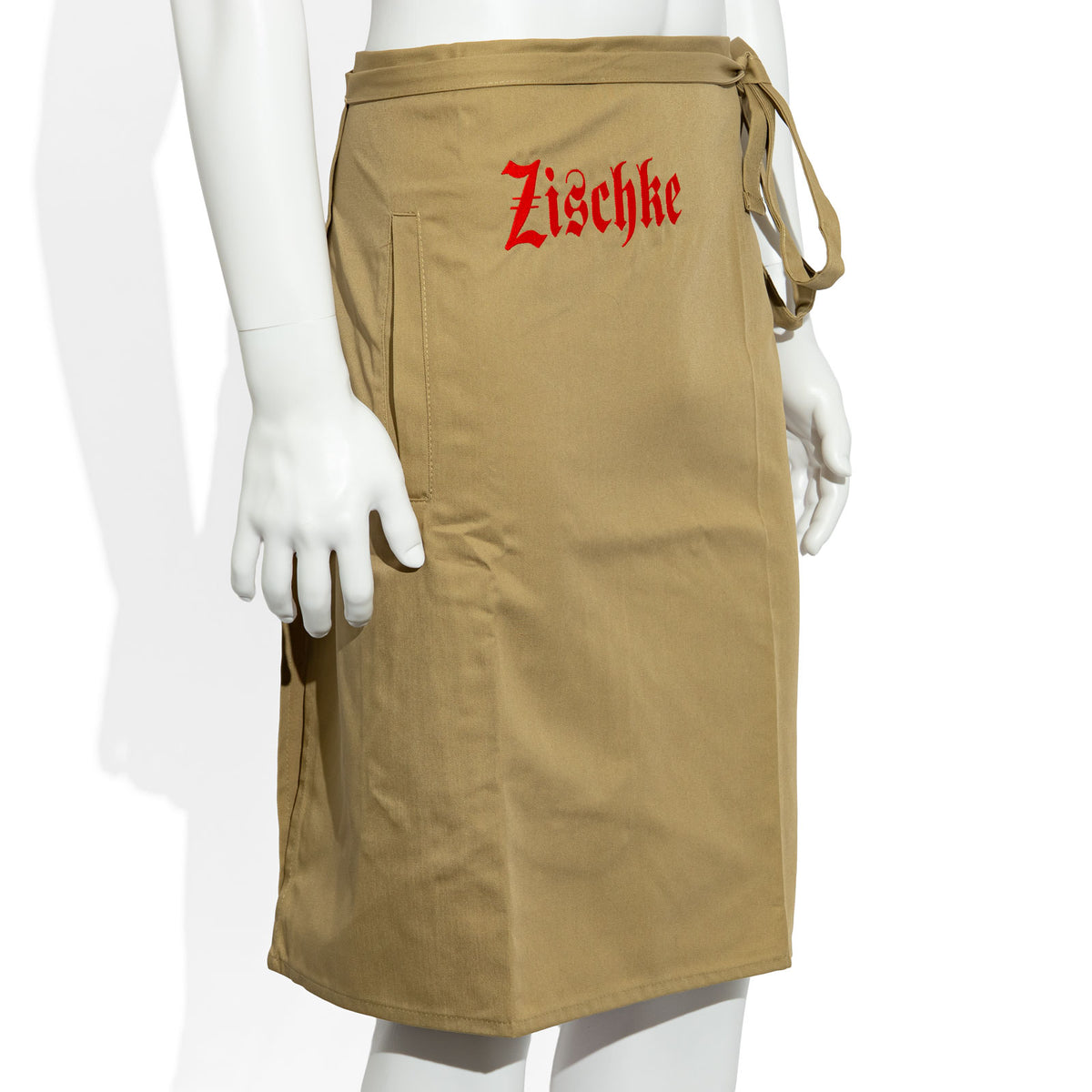 Tablier de serveur Zischke en tissu mélangé, couleur beige, avec motif « Zischke Bier » – Vue 2