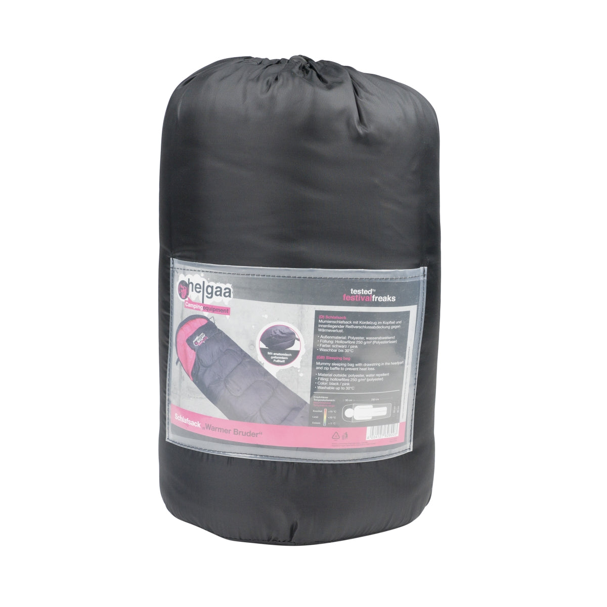 1 sac de couchage Becks en forme de momie pour 1 personne, en polyester, noir/rose, neuf