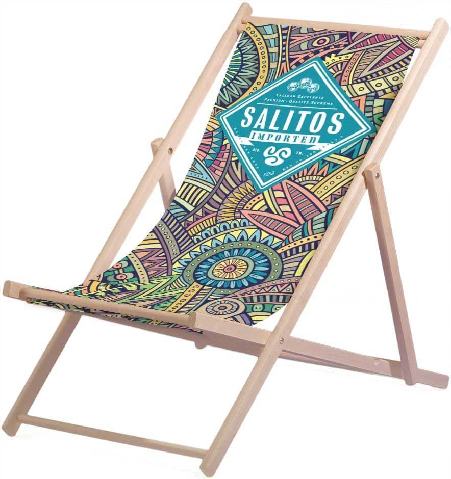 1 chaise longue Salitos en bois  revêtement en polyester max. 95 kg motif Inca neuve