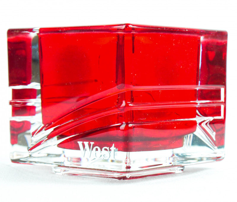 1 cendrier West Zigaretten Windlicht Tabak, cendrier en cristal, carré, rouge transparent, lourd     neuf – Vue 3