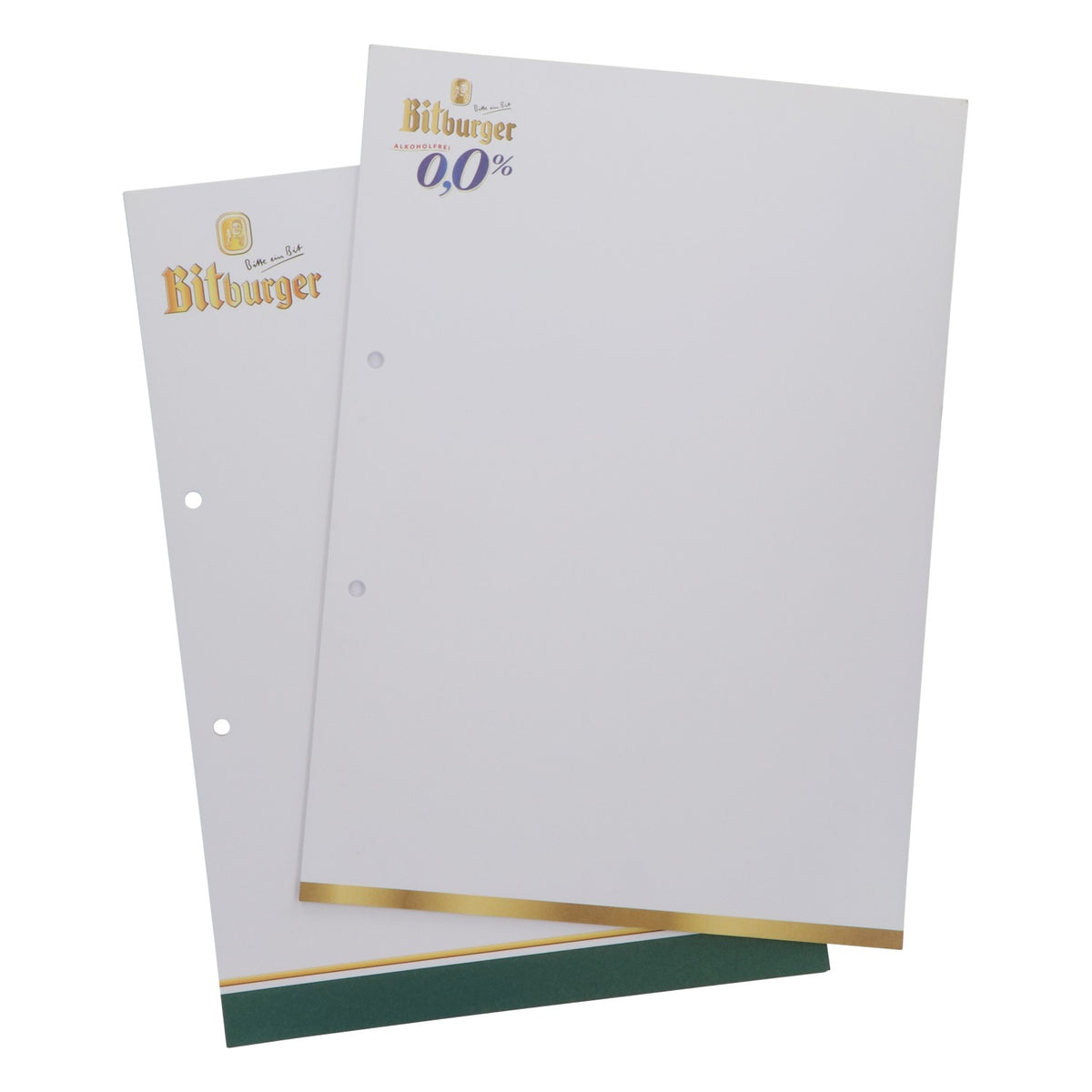100 encarts pour menus Bitburger au format A4, sans alcool, pour la restauration