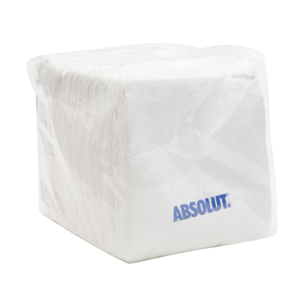 100 serviettes Absolut Vodka blanches avec inscription bleue