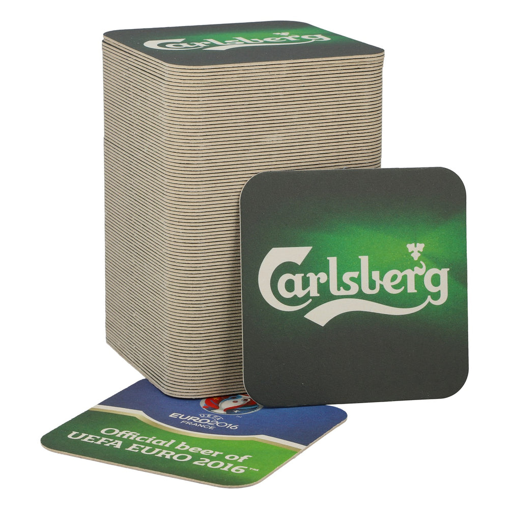 Lot de 100 sous-verres Carlsberg « EURO 2016 France » – Produits officiels de l'UEFA – Neufs