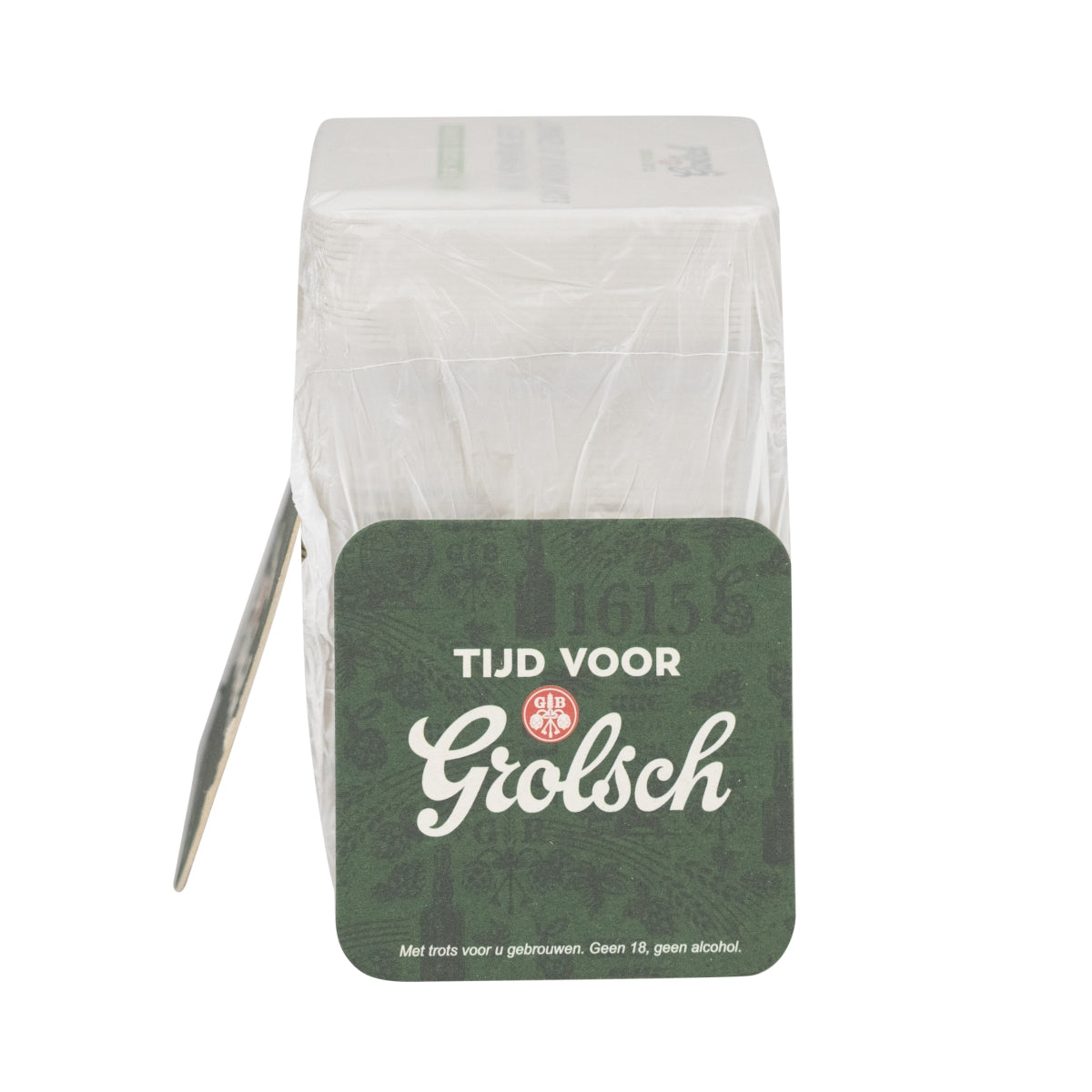 100 sous-verres Grolsch carrés 9 x 9 cm avec protection anti-gouttes – Vue 2
