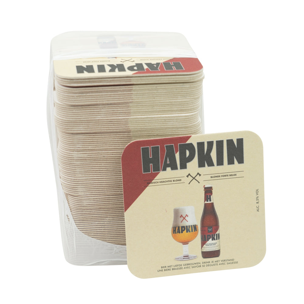 100x sous-verres Hapkin en feutre pour verres, Belgique, bière, gastronomie, bar