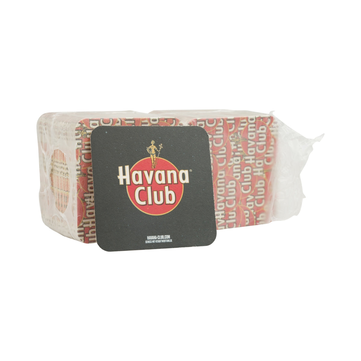 100x sous-verres Havana Club Rum, noir, 9 x 9 cm, rouge, feutre pour verre