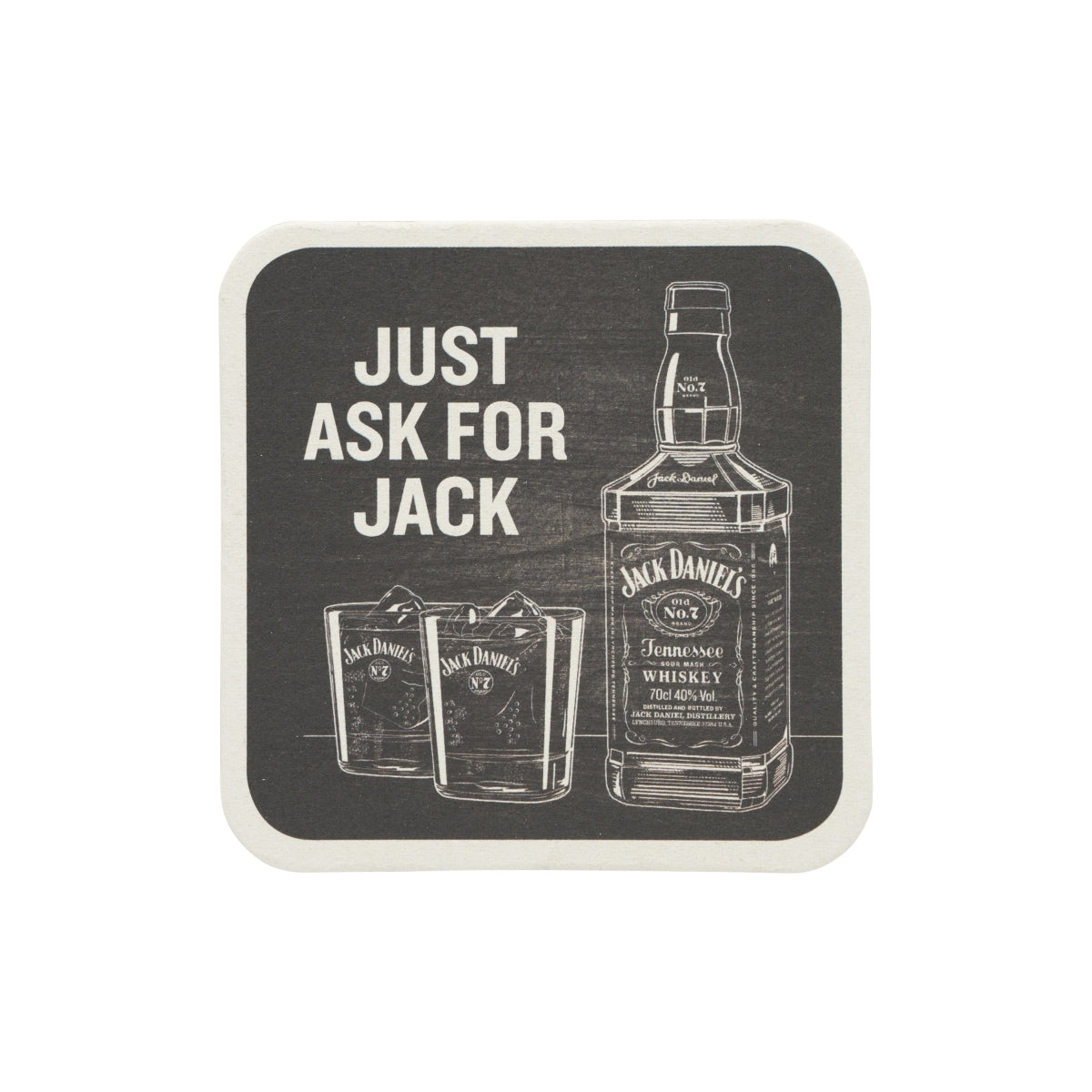 100 sous-verres Jack Daniels Whiskey Just Ask For Jack en feutre