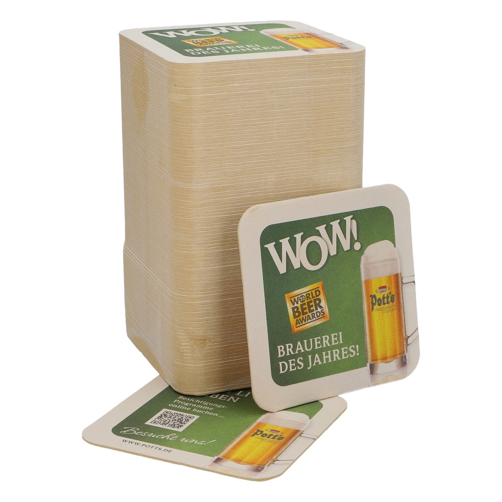 100x sous-verres à bière Potts sous-verres en carton sous-verres en verre 9x9 cm vert