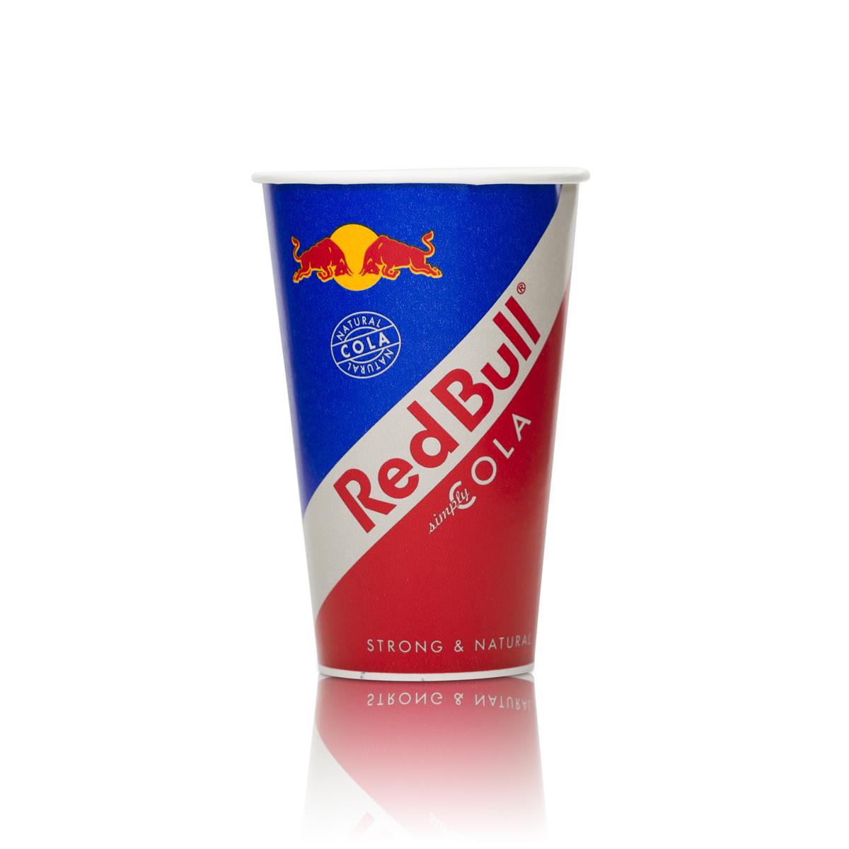 100 gobelets jetables Red Bull Energy en papier Red Bull Cola rouge bleu – Vue 2