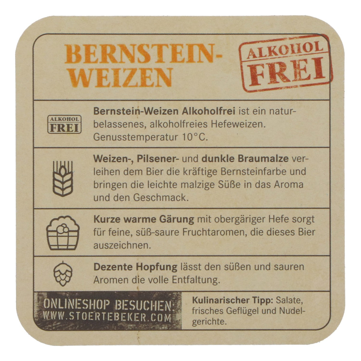 Lot de 100 sous-verres Störtebeker « Bernstein-Weizen » sans alcool – Sous-verres originaux – Vue 4