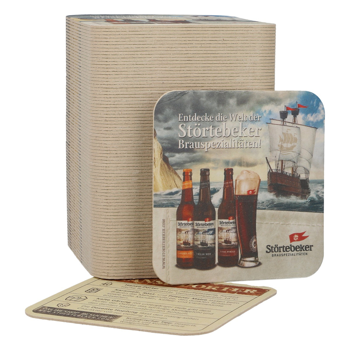 Lot de 100 sous-verres « Störtebeker » Hanse-Porter, accessoires de bar sur le thème maritime