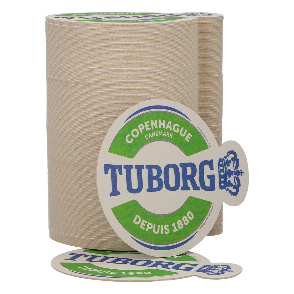 100 sous-verres Tuborg « Copenhague, Danemark, depuis 1880 », verts