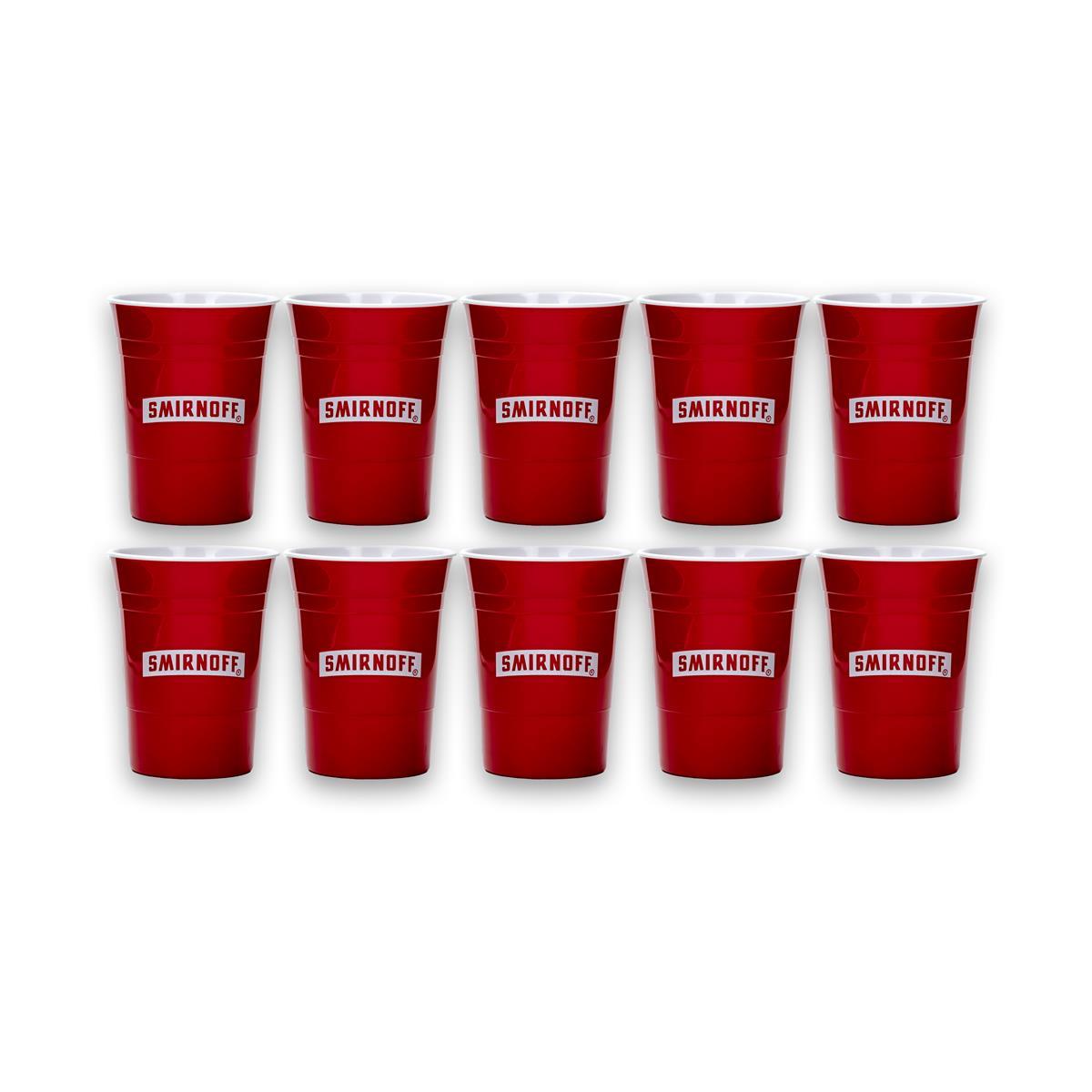 10 gobelets réutilisables Smirnoff Vodka Red Cup Beer Pong en plastique