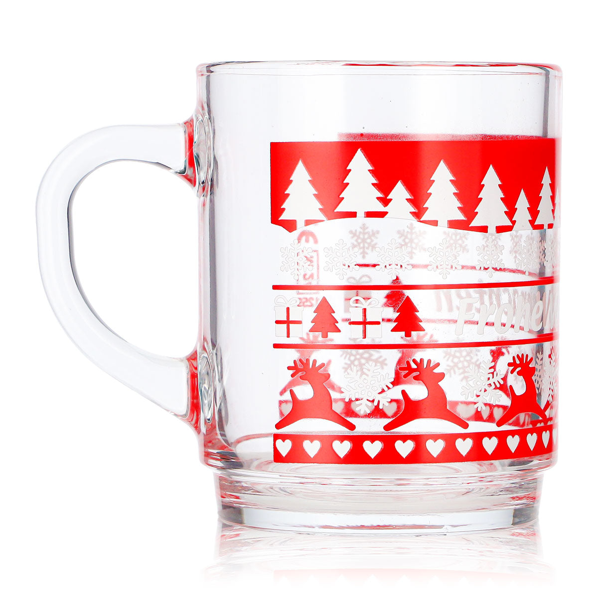 4 tasses à vin chaud Mohaba en verre transparent, motif norvégien avec des cerfs, 0,2 l, graduées – Vue 4