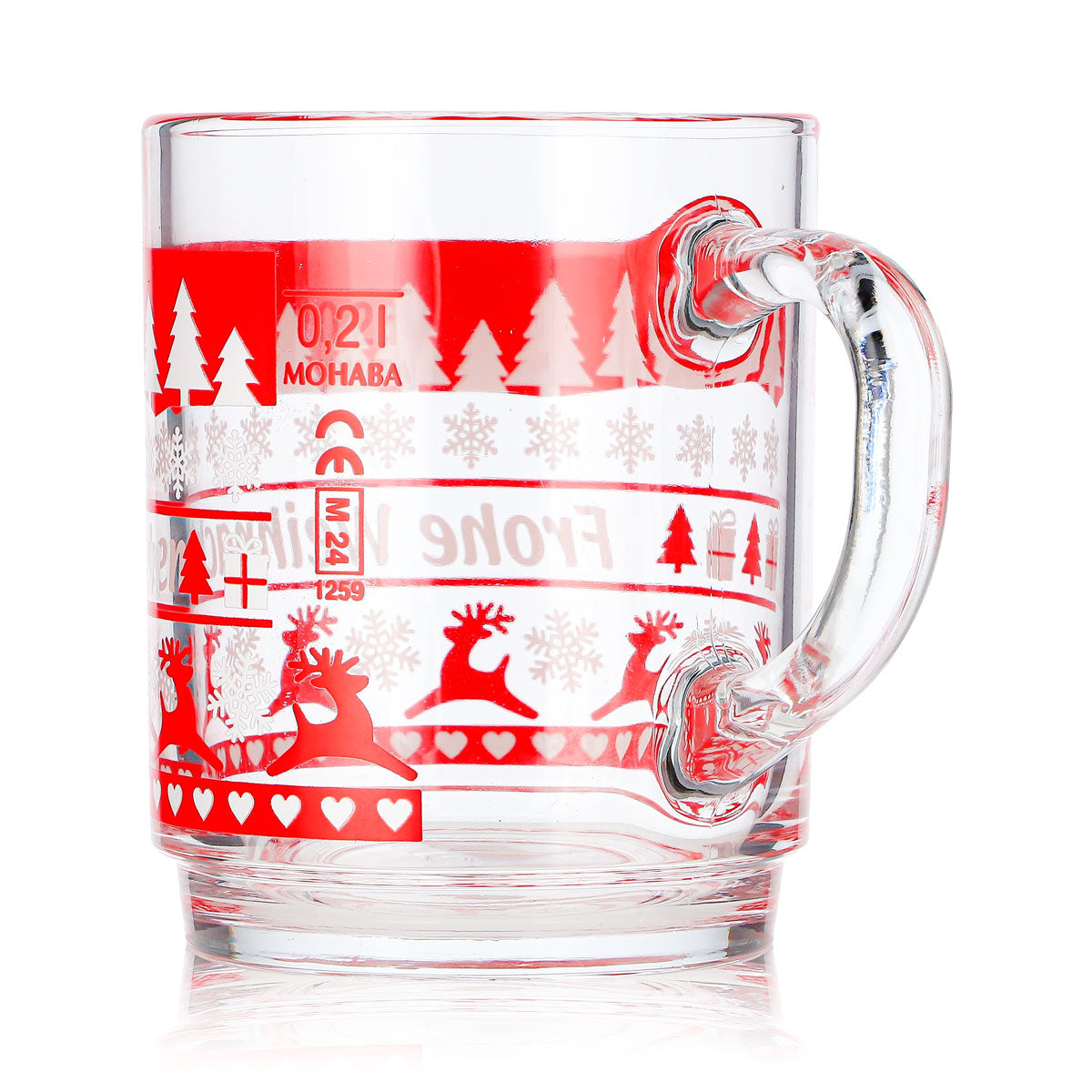 2 tasses à vin chaud Mohaba en verre transparent, motif norvégien avec des cerfs, 0,2 l, graduées – Vue 5