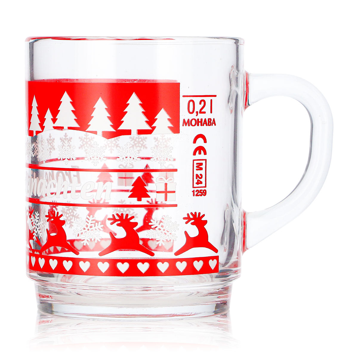 2 tasses à vin chaud Mohaba en verre transparent, motif norvégien avec des cerfs, 0,2 l, graduées – Vue 6
