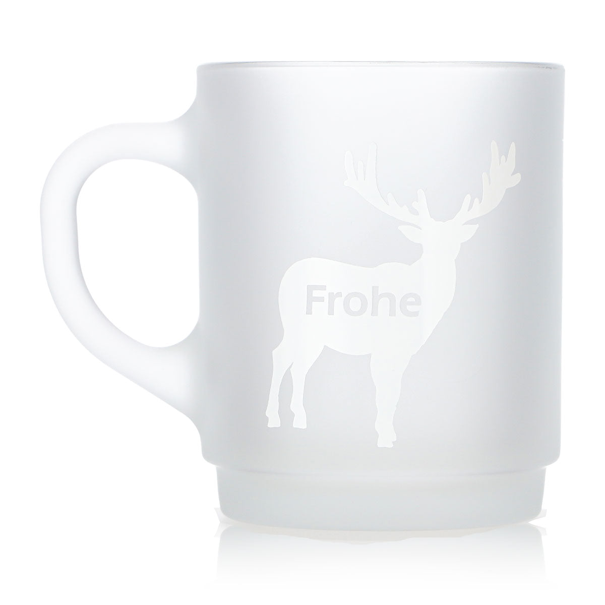 12 tasses à vin chaud Mohaba en verre satiné, motif cerfs, « Joyeux Noël », 0,2 l, graduées – Vue 2